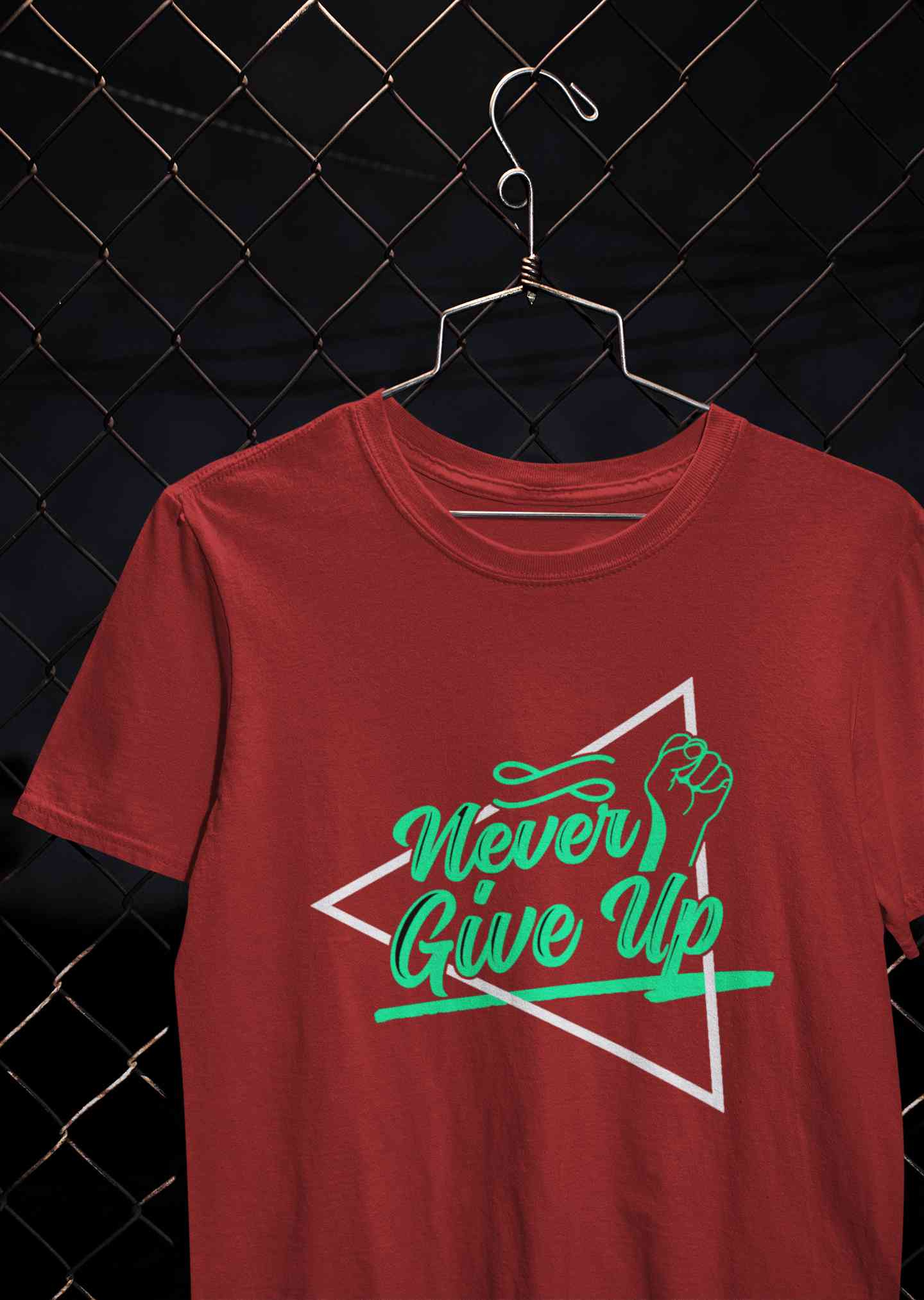 Never Give Up Mens Half Sleeves T-shirt- FunkyTeesClub
