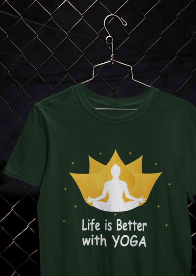 Life Is Better With Yoga Mens Half Sleeves T-shirt- FunkyTeesClub