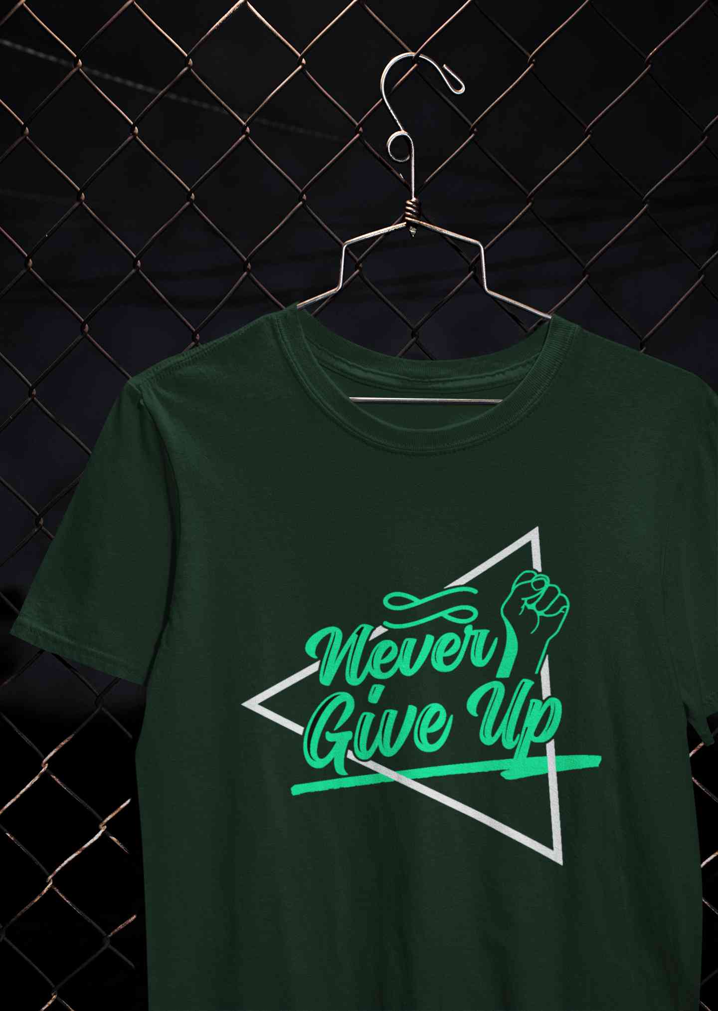 Never Give Up Mens Half Sleeves T-shirt- FunkyTeesClub
