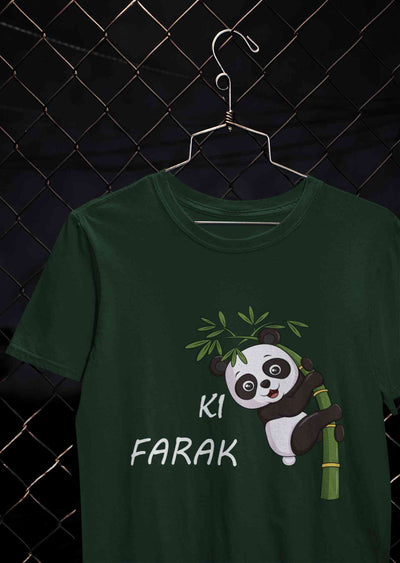 Ki Farak Panda Graphic Funny Women Half Sleeves T-shirt- FunkyTeesClub