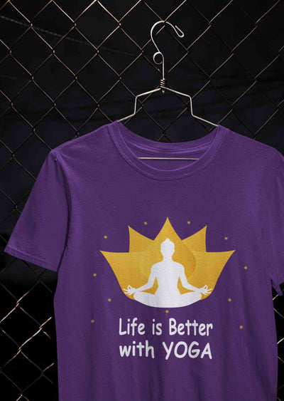 Life Is Better With Yoga Women Half Sleeves T-shirt- FunkyTeesClub
