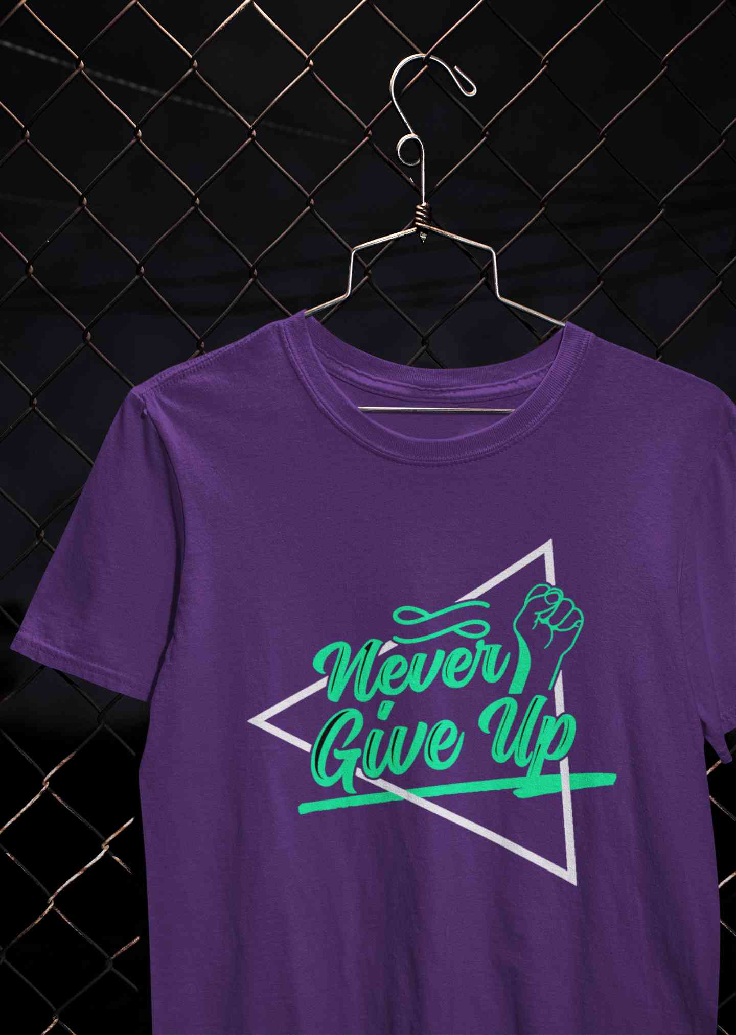 Never Give Up Mens Half Sleeves T-shirt- FunkyTeesClub