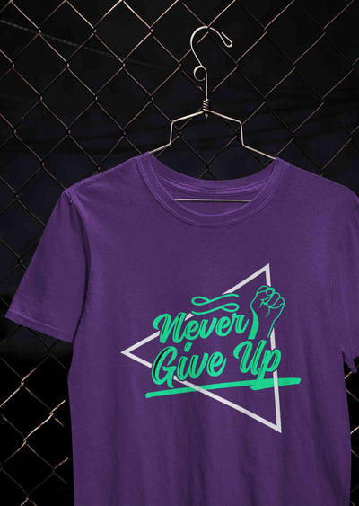 Never Give Up Mens Half Sleeves T-shirt- FunkyTeesClub