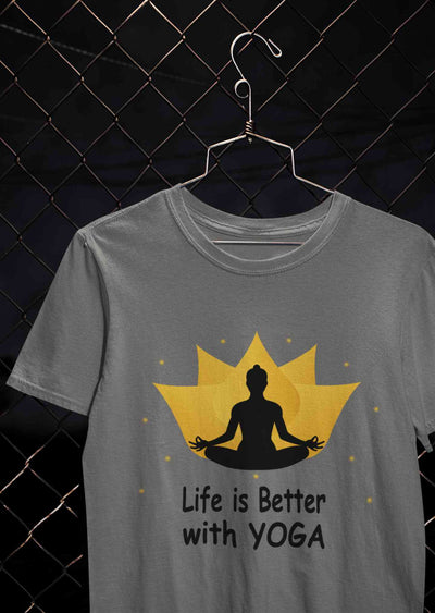 Life Is Better With Yoga Mens Half Sleeves T-shirt- FunkyTeesClub