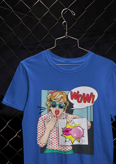 Suprised Pop Art  Cartoon Women Half Sleeves T-shirt- FunkyTeesClub