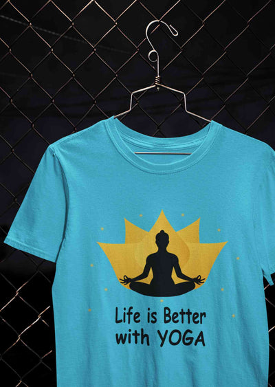 Life Is Better With Yoga Women Half Sleeves T-shirt- FunkyTeesClub