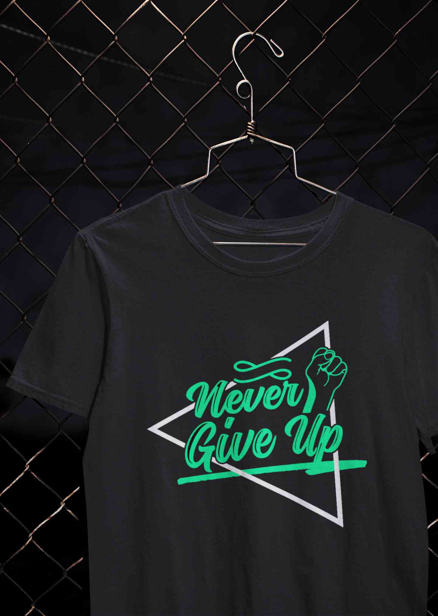 Never Give Up Mens Half Sleeves T-shirt- FunkyTeesClub