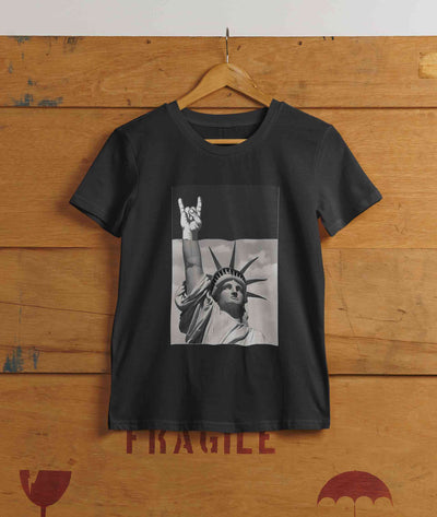 Statue Of Liberty Print Women Half Sleeves T-shirt- FunkyTeesClub
