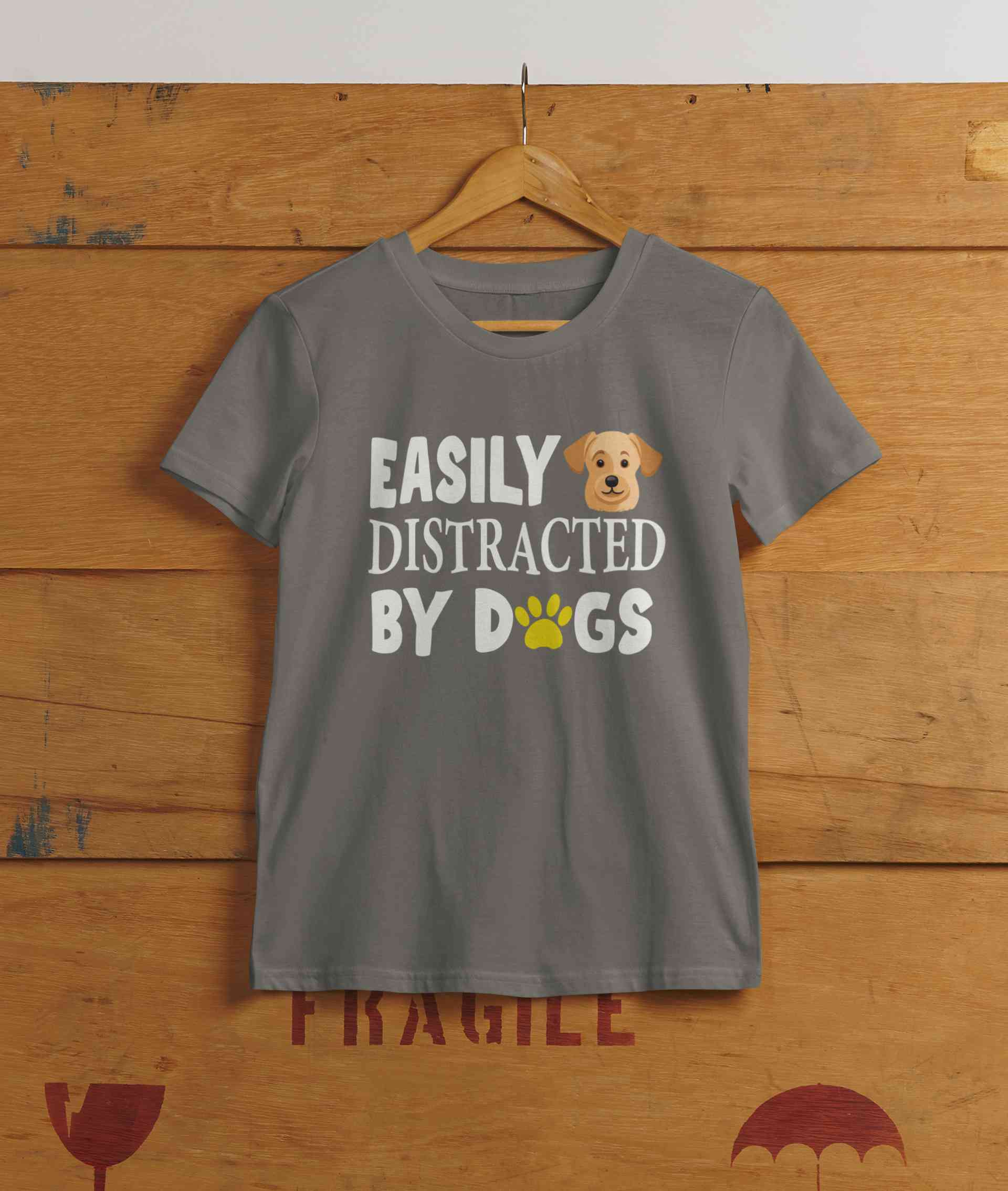 Easily Distracted By Dogs Mens Half Sleeves T-shirt- FunkyTeesClub