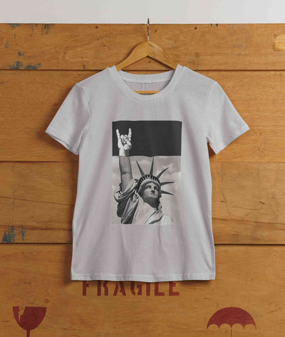 Statue Of Liberty Print Women Half Sleeves T-shirt- FunkyTeesClub