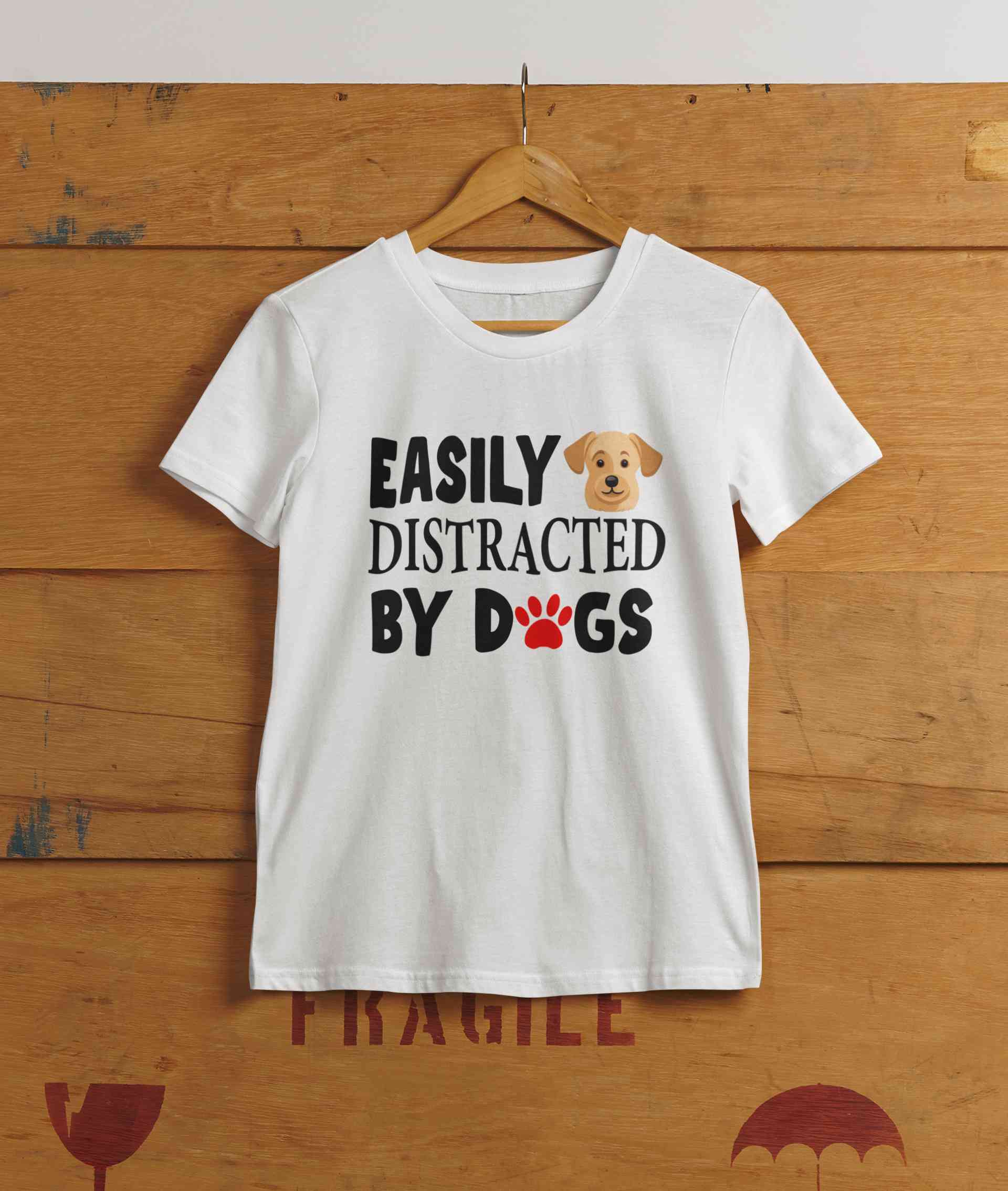 Easily Distracted By Dogs Mens Half Sleeves T-shirt- FunkyTeesClub