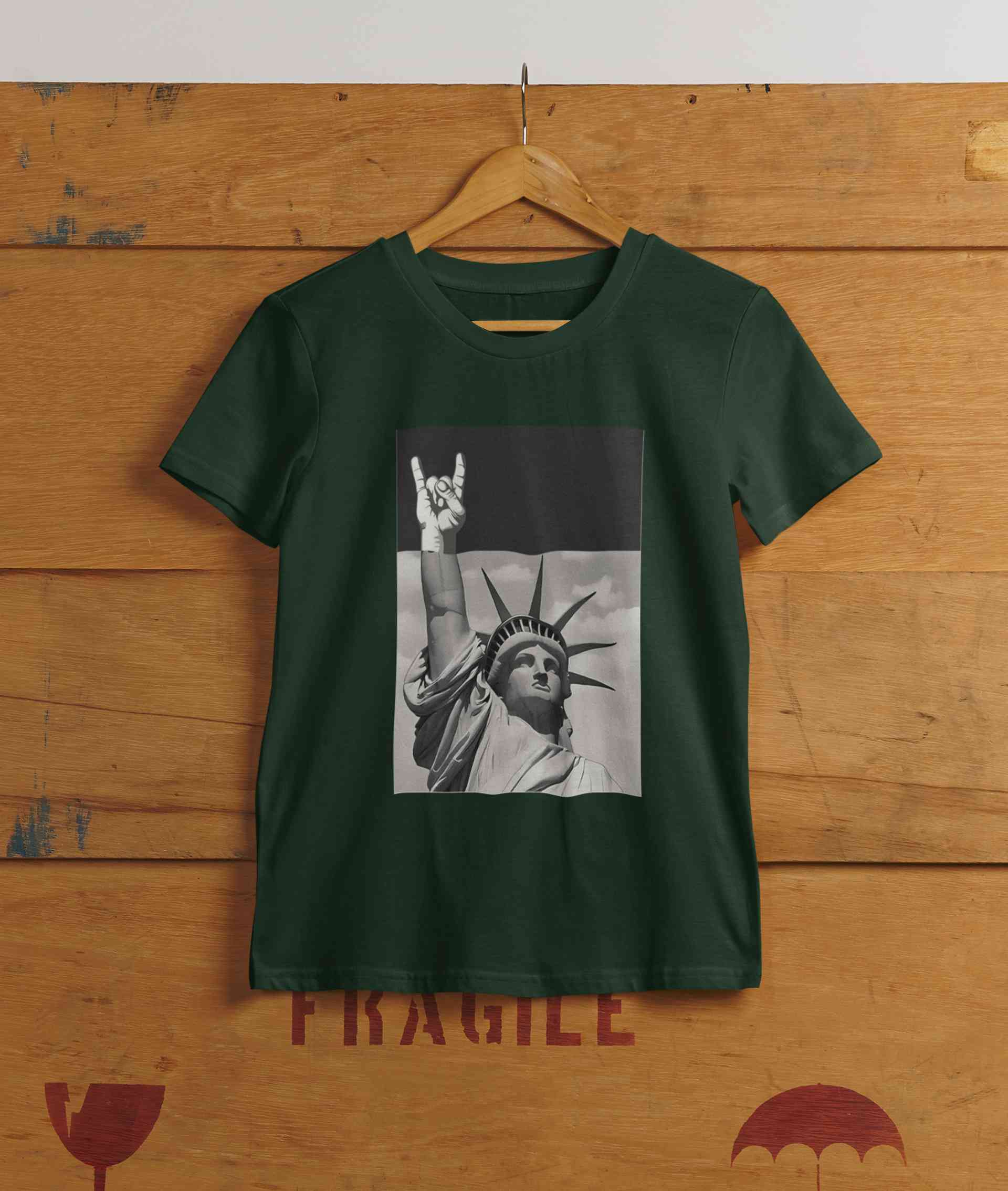 Statue Of Liberty Print Women Half Sleeves T-shirt- FunkyTeesClub