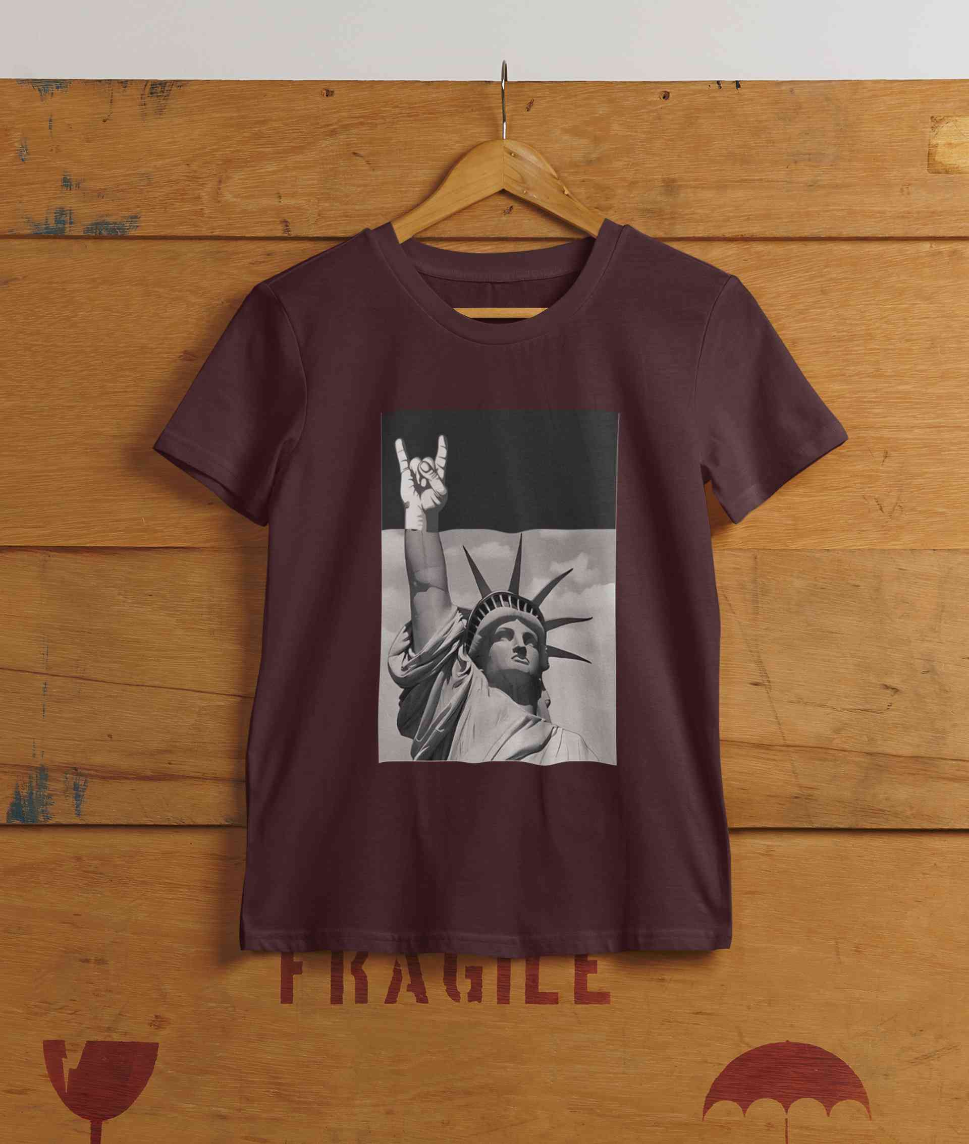 Statue Of Liberty Print Women Half Sleeves T-shirt- FunkyTeesClub