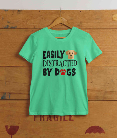 Easily Distracted By Dogs Mens Half Sleeves T-shirt- FunkyTeesClub