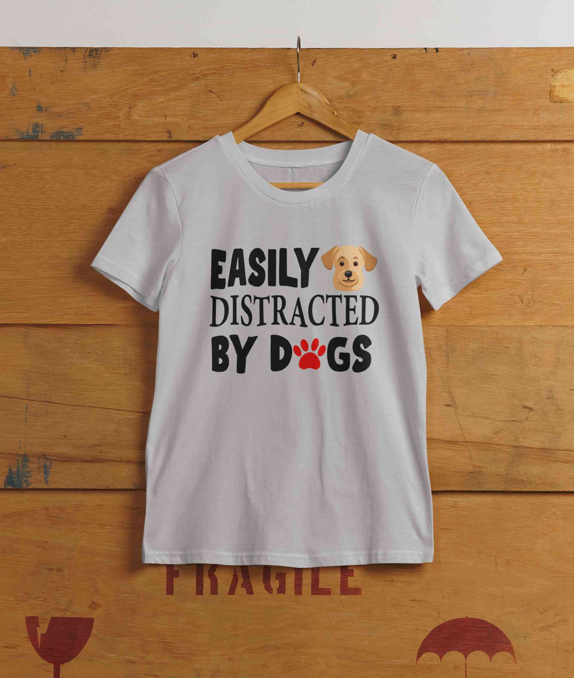 Easily Distracted By Dogs Mens Half Sleeves T-shirt- FunkyTeesClub