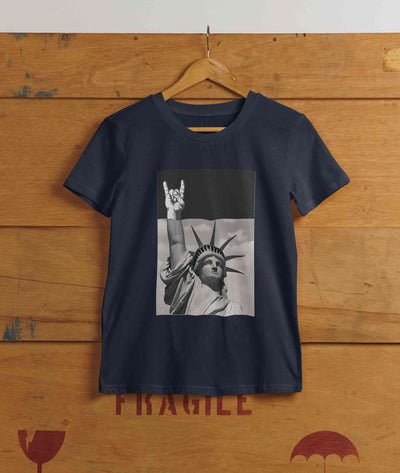 Statue Of Liberty Print Women Half Sleeves T-shirt- FunkyTeesClub