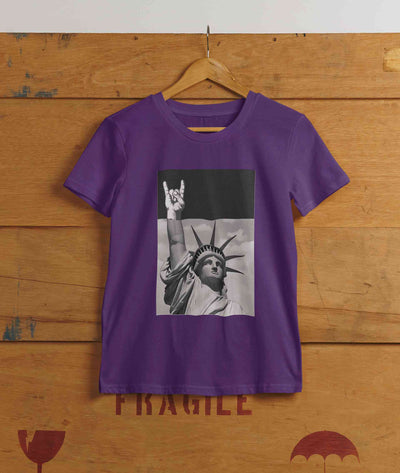 Statue Of Liberty Print Mens Half Sleeves T-shirt- FunkyTeesClub