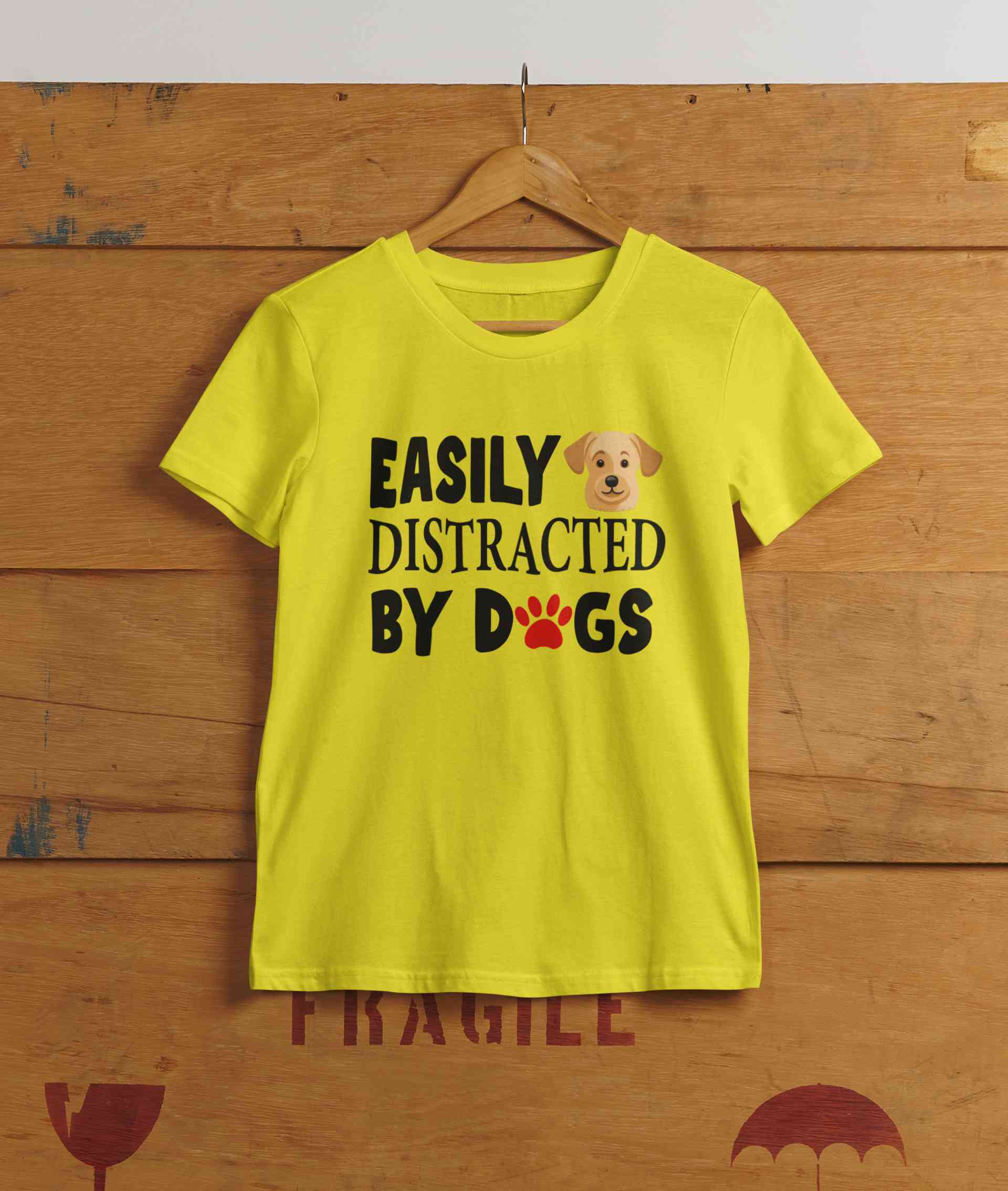 Easily Distracted By Dogs Mens Half Sleeves T-shirt- FunkyTeesClub