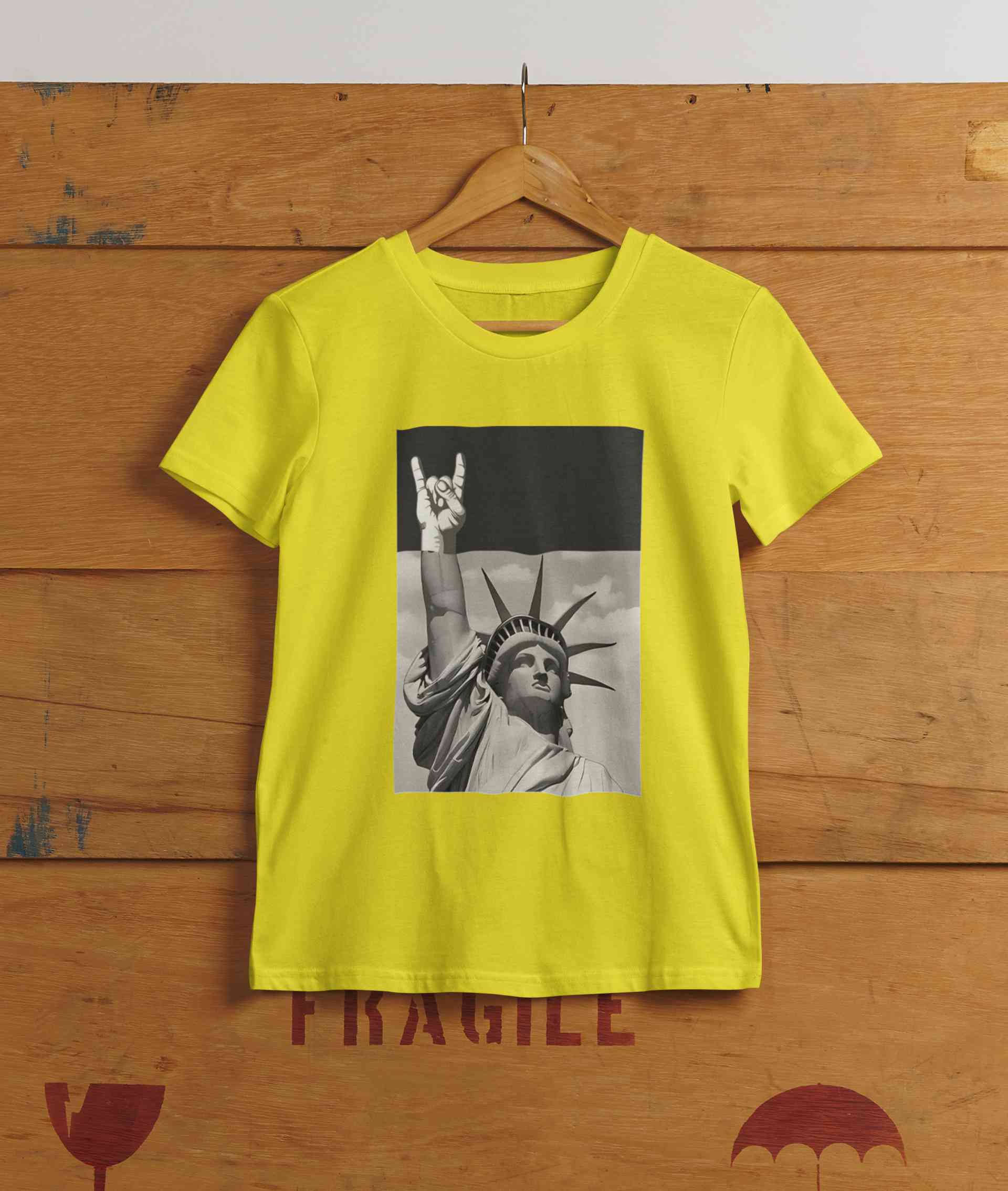Statue Of Liberty Print Mens Half Sleeves T-shirt- FunkyTeesClub