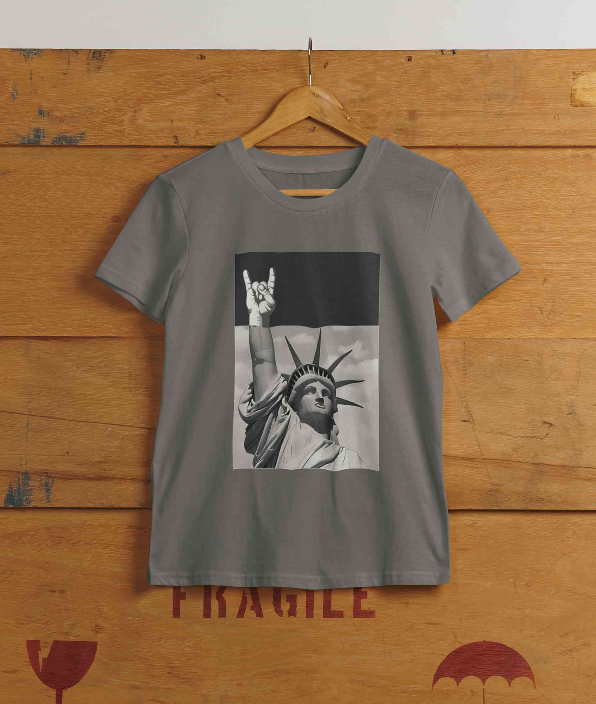 Statue Of Liberty Print Women Half Sleeves T-shirt- FunkyTeesClub