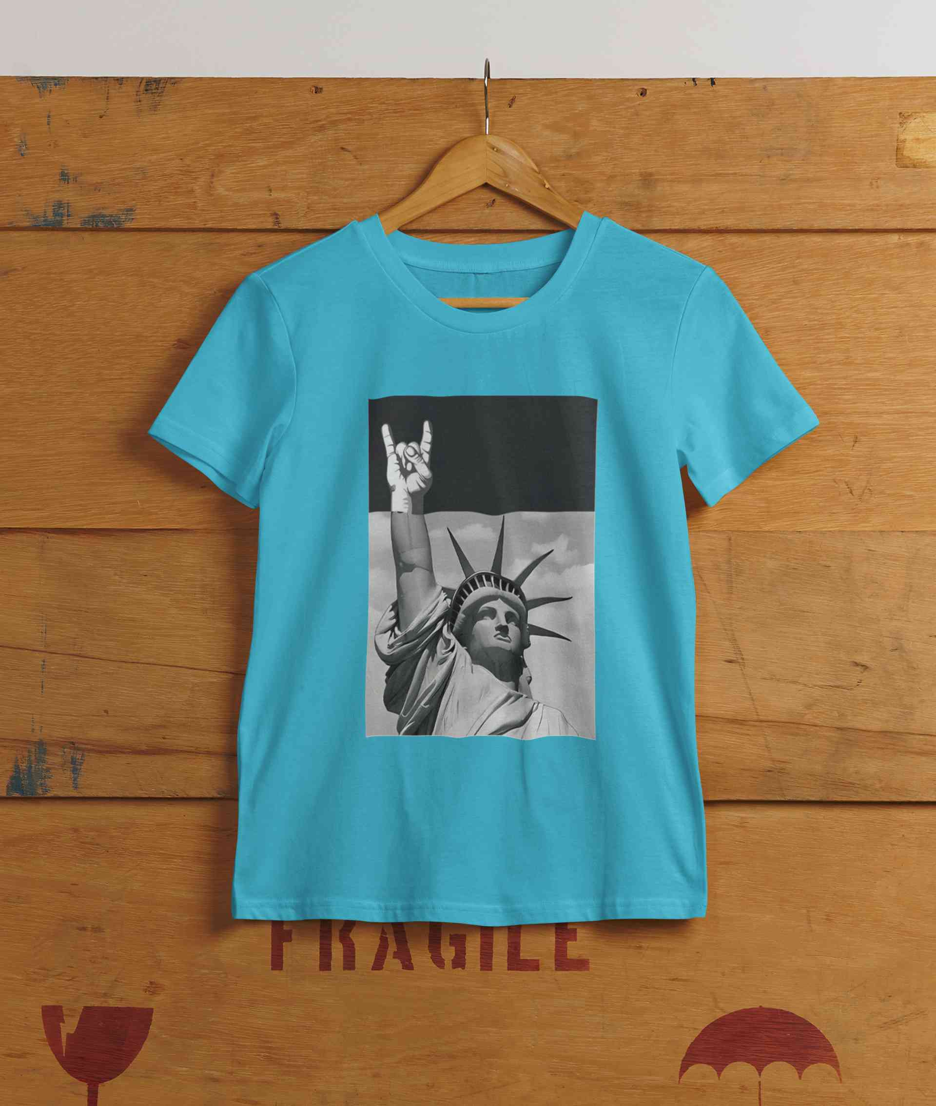 Statue Of Liberty Print Women Half Sleeves T-shirt- FunkyTeesClub