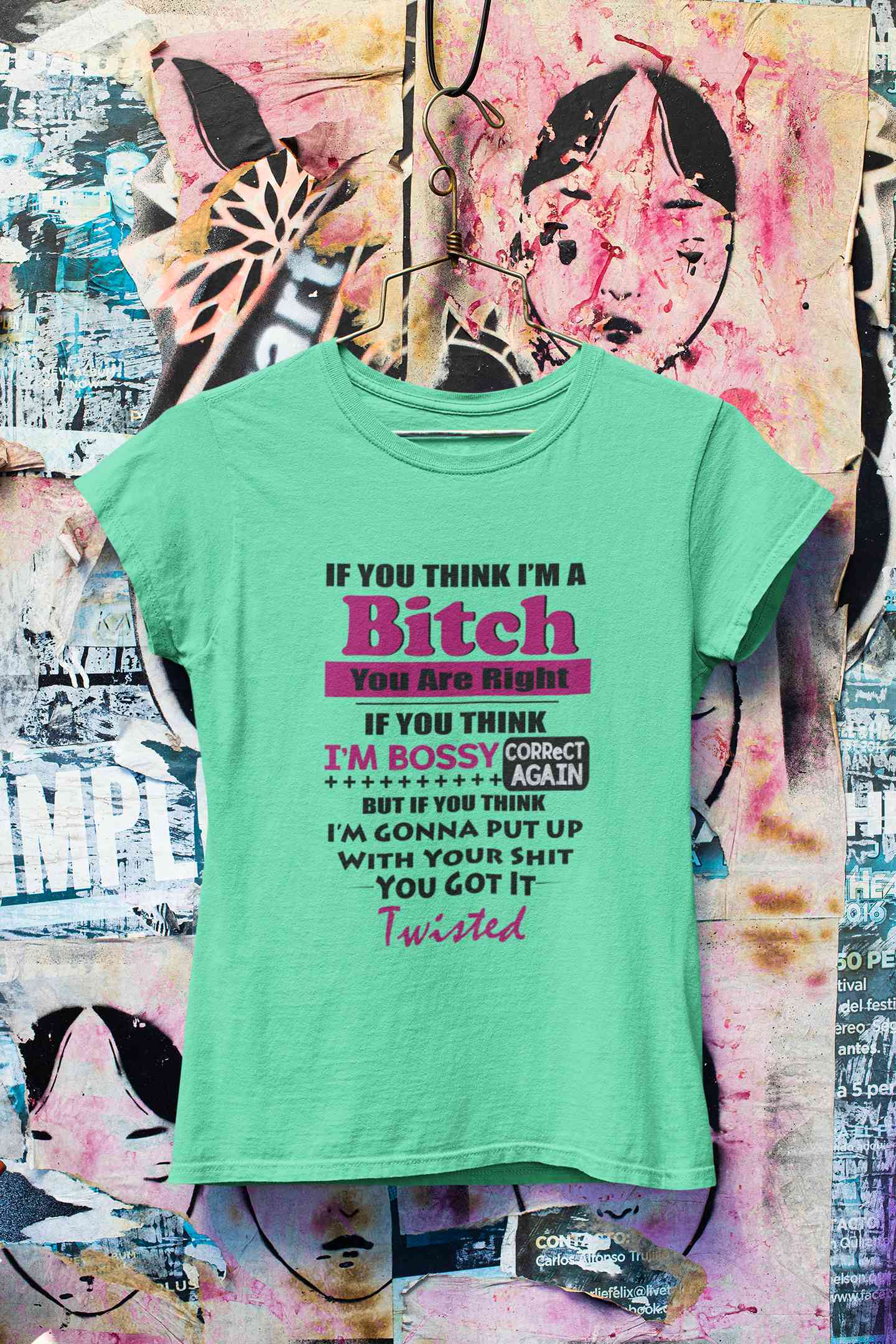 Bossy Bitch Attitude Women Half Sleeves T-shirt- FunkyTeesClub