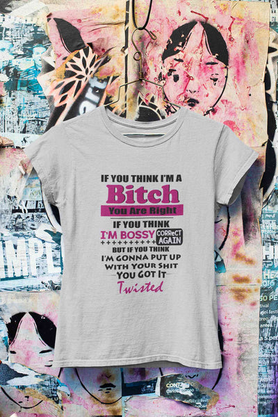 Bossy Bitch Attitude Women Half Sleeves T-shirt- FunkyTeesClub