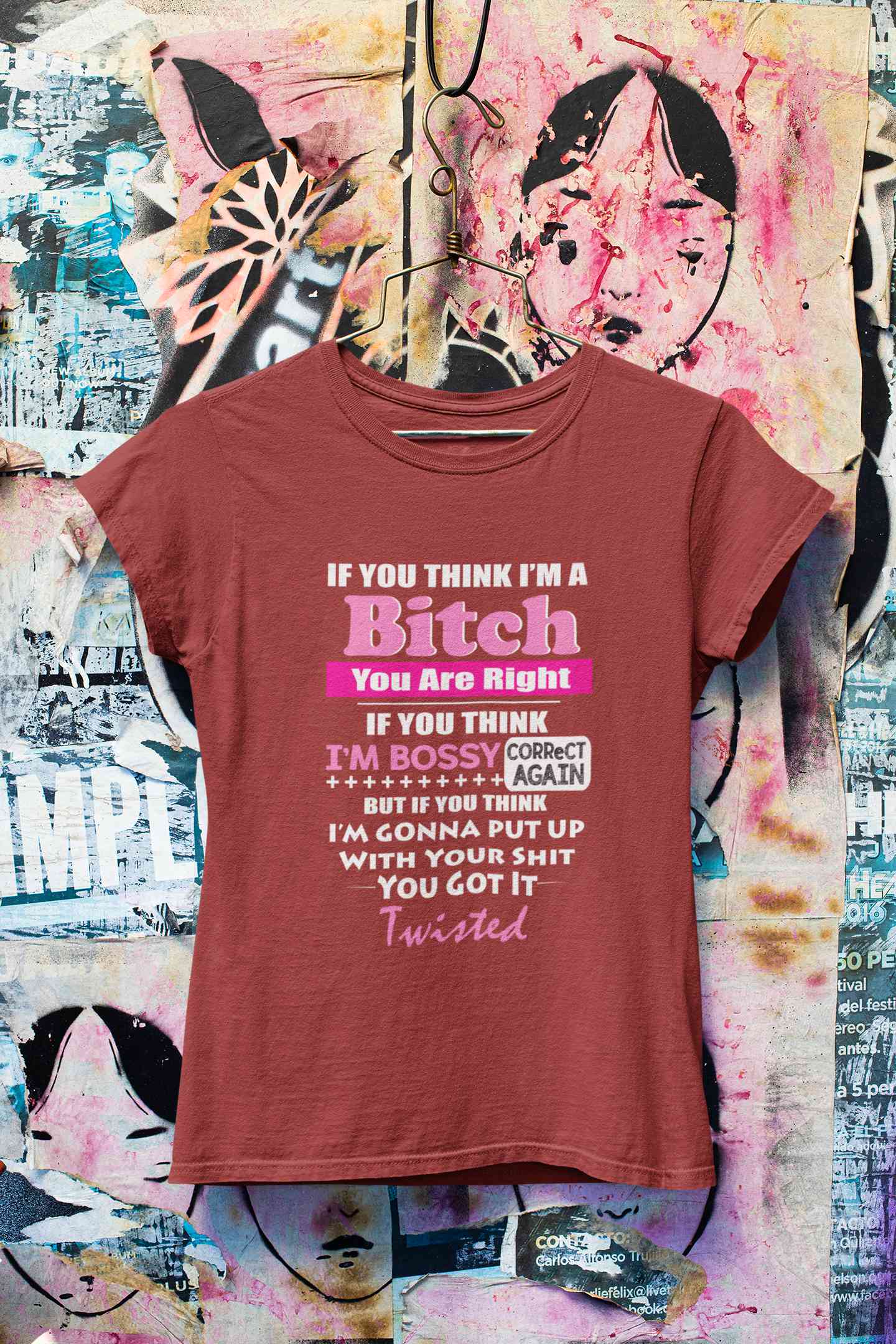 Bossy Bitch Attitude Women Half Sleeves T-shirt- FunkyTeesClub