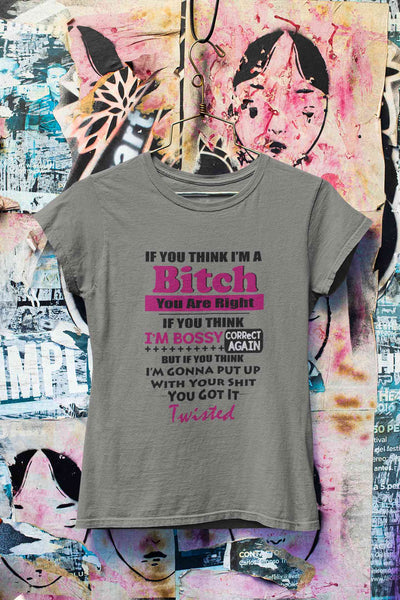 Bossy Bitch Attitude Women Half Sleeves T-shirt- FunkyTeesClub