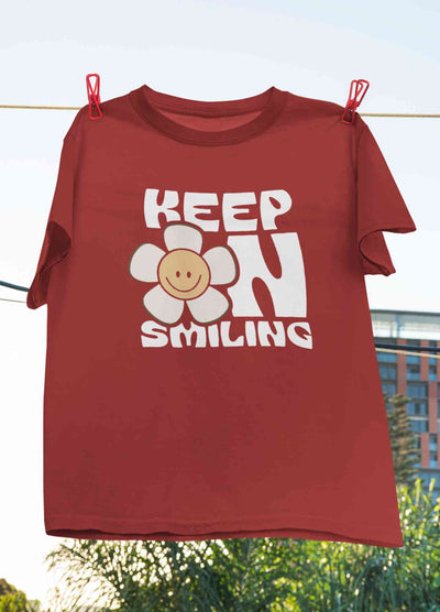 Keep On Smiling Positive Quotes Women Half Sleeves T-shirt- FunkyTeesClub