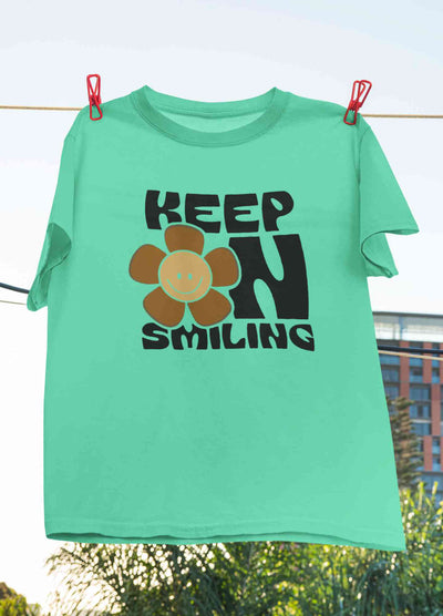 Keep On Smiling Positive Quotes Women Half Sleeves T-shirt- FunkyTeesClub