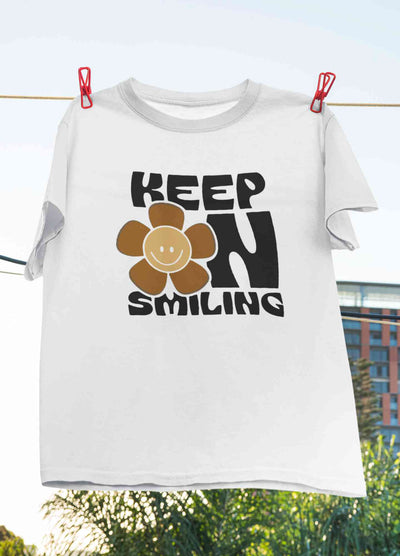 Keep On Smiling Positive Quotes Women Half Sleeves T-shirt- FunkyTeesClub