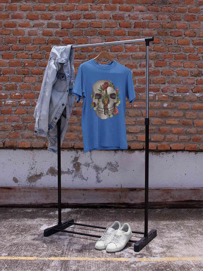 Floral And  Skull Print Women Half Sleeves T-shirt- FunkyTeesClub