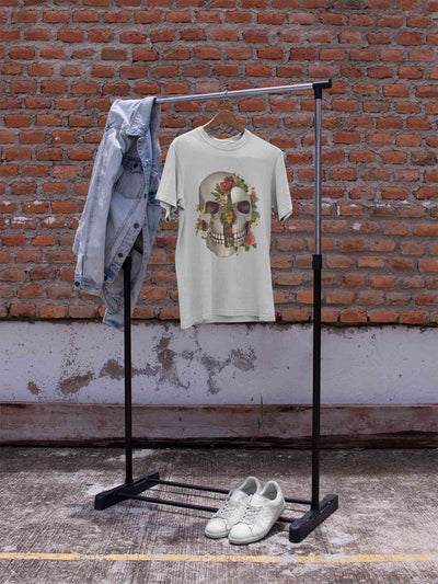 Floral And  Skull Print Women Half Sleeves T-shirt- FunkyTeesClub