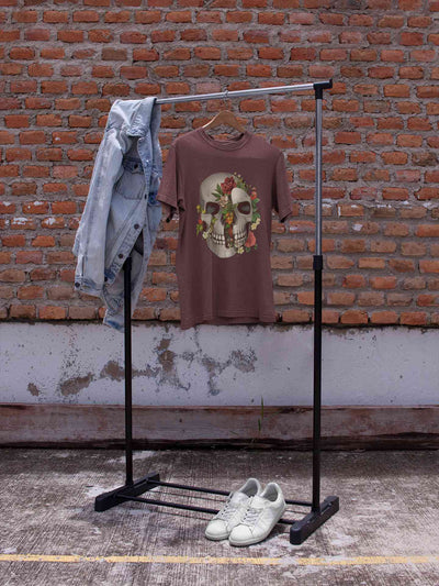 Floral And  Skull Print Women Half Sleeves T-shirt- FunkyTeesClub