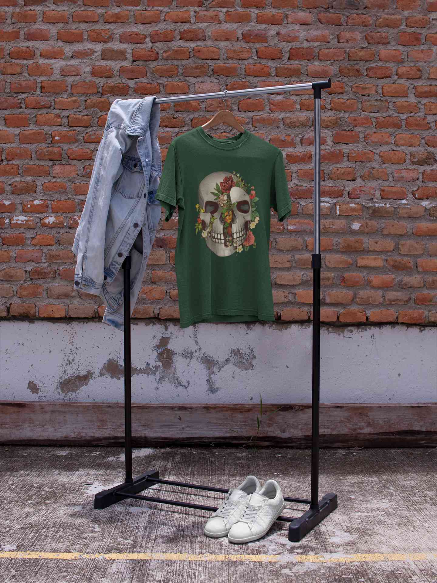 Floral And  Skull Print Women Half Sleeves T-shirt- FunkyTeesClub