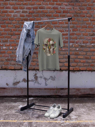 Floral And  Skull Print Women Half Sleeves T-shirt- FunkyTeesClub