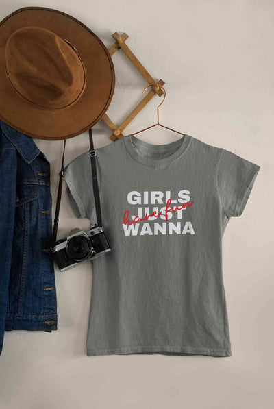 Girls Just Have Fun Typography Women Half Sleeves T-shirt- FunkyTeesClub