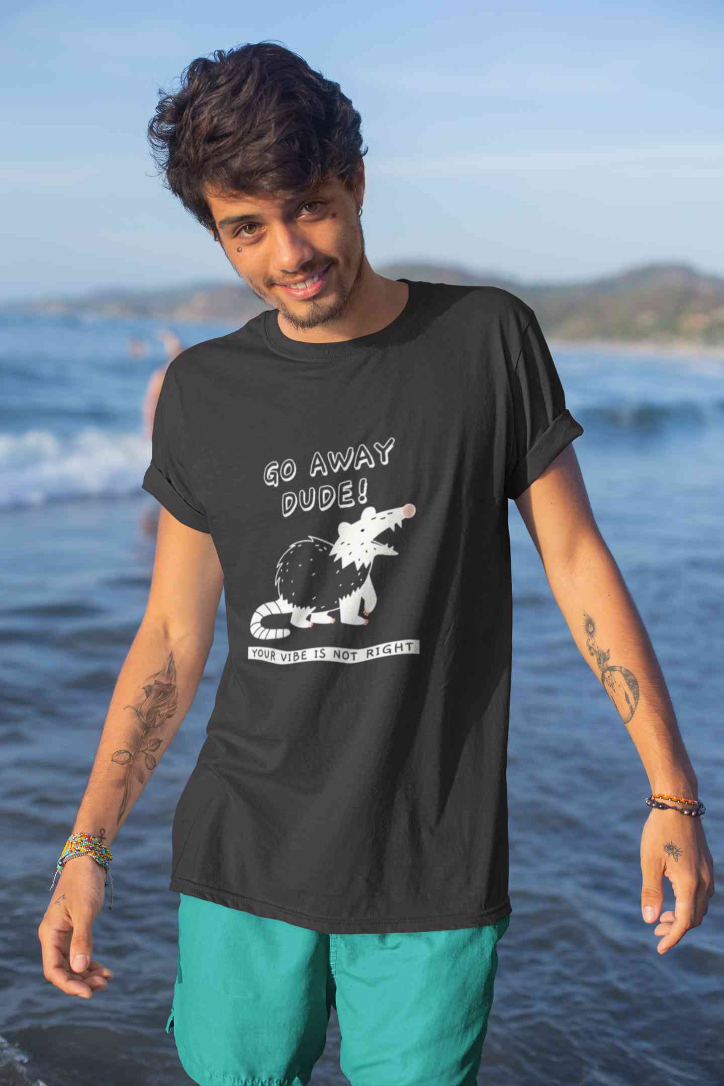 Go Away Dude Your Vibe Is Not Right Funny Mens Half Sleeves T-shirt- FunkyTeesClub