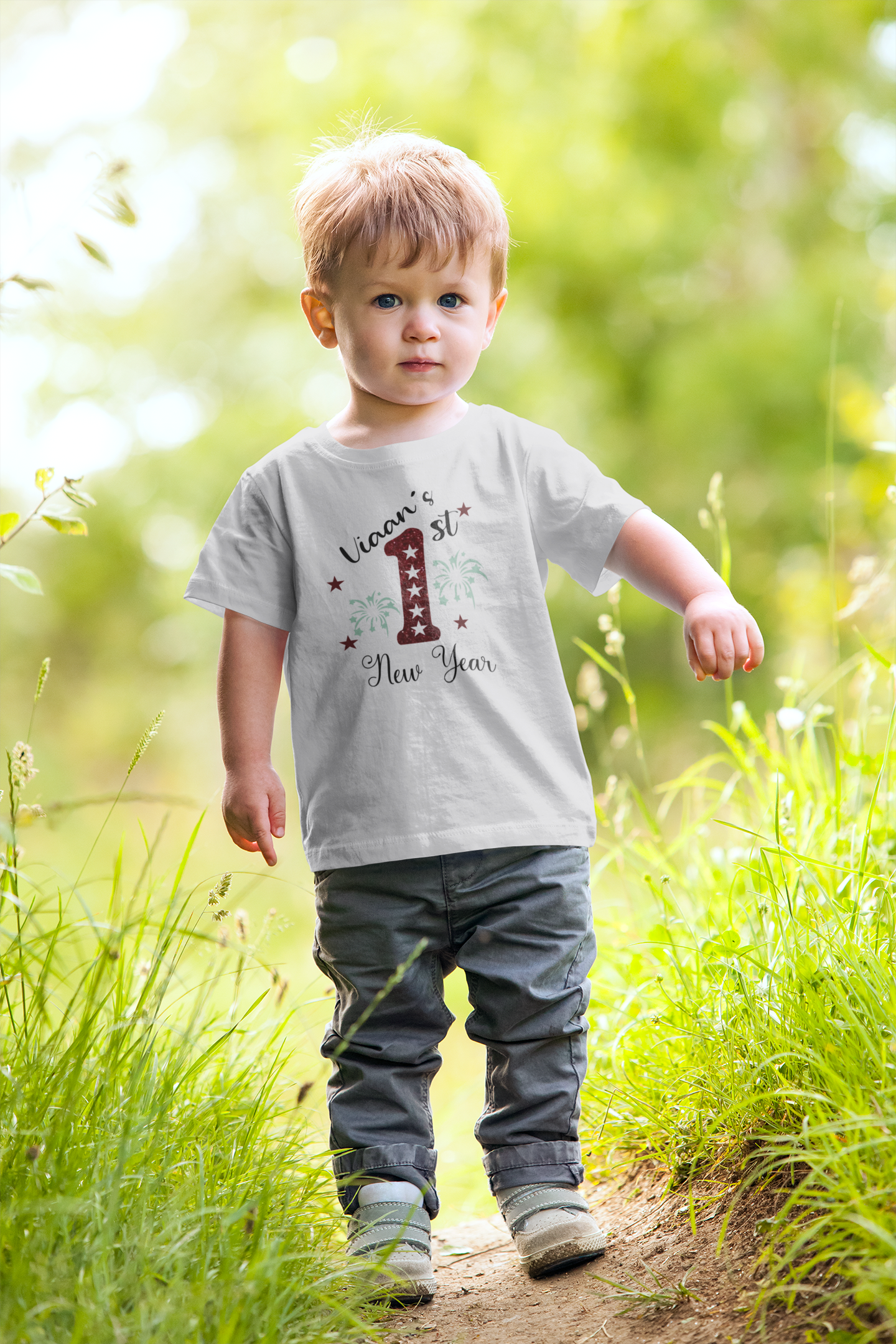 Customized Name New Year Half Sleeves T-Shirt for Boy-FunkyTeesClub