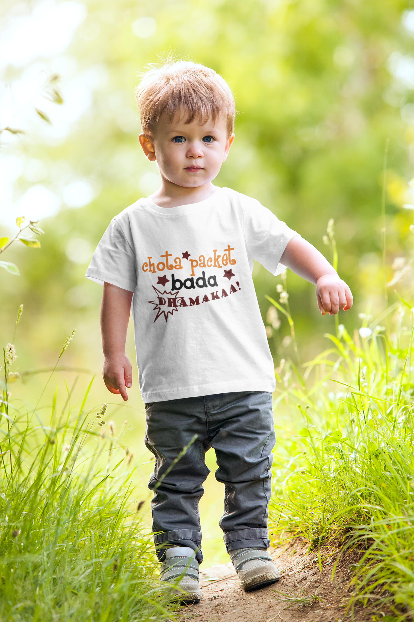 Chota Packet Bada Dhamakaa  Half Sleeves T-Shirt for Boy-FunkyTeesClub