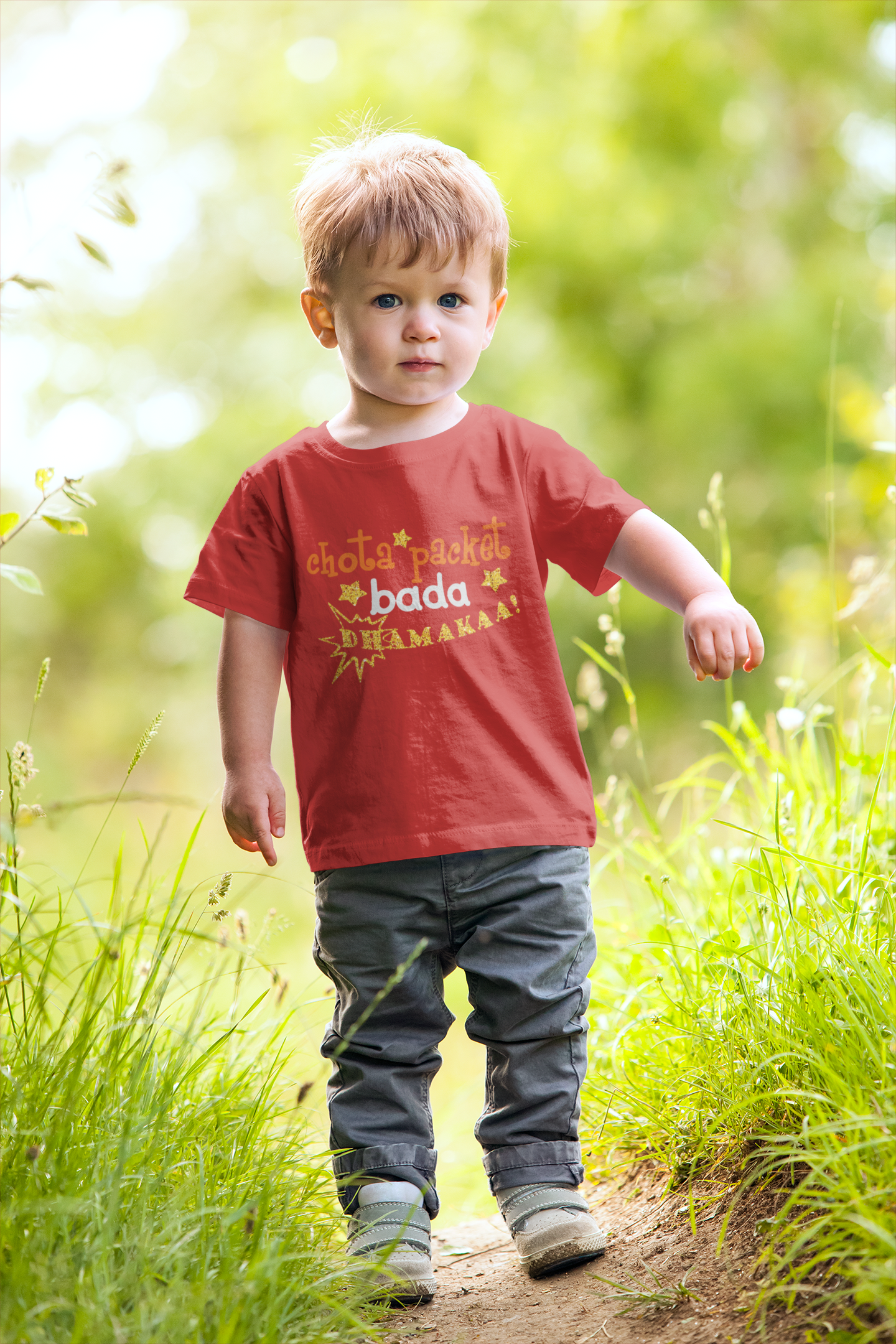 Chota Packet Bada Dhamakaa  Half Sleeves T-Shirt for Boy-FunkyTeesClub