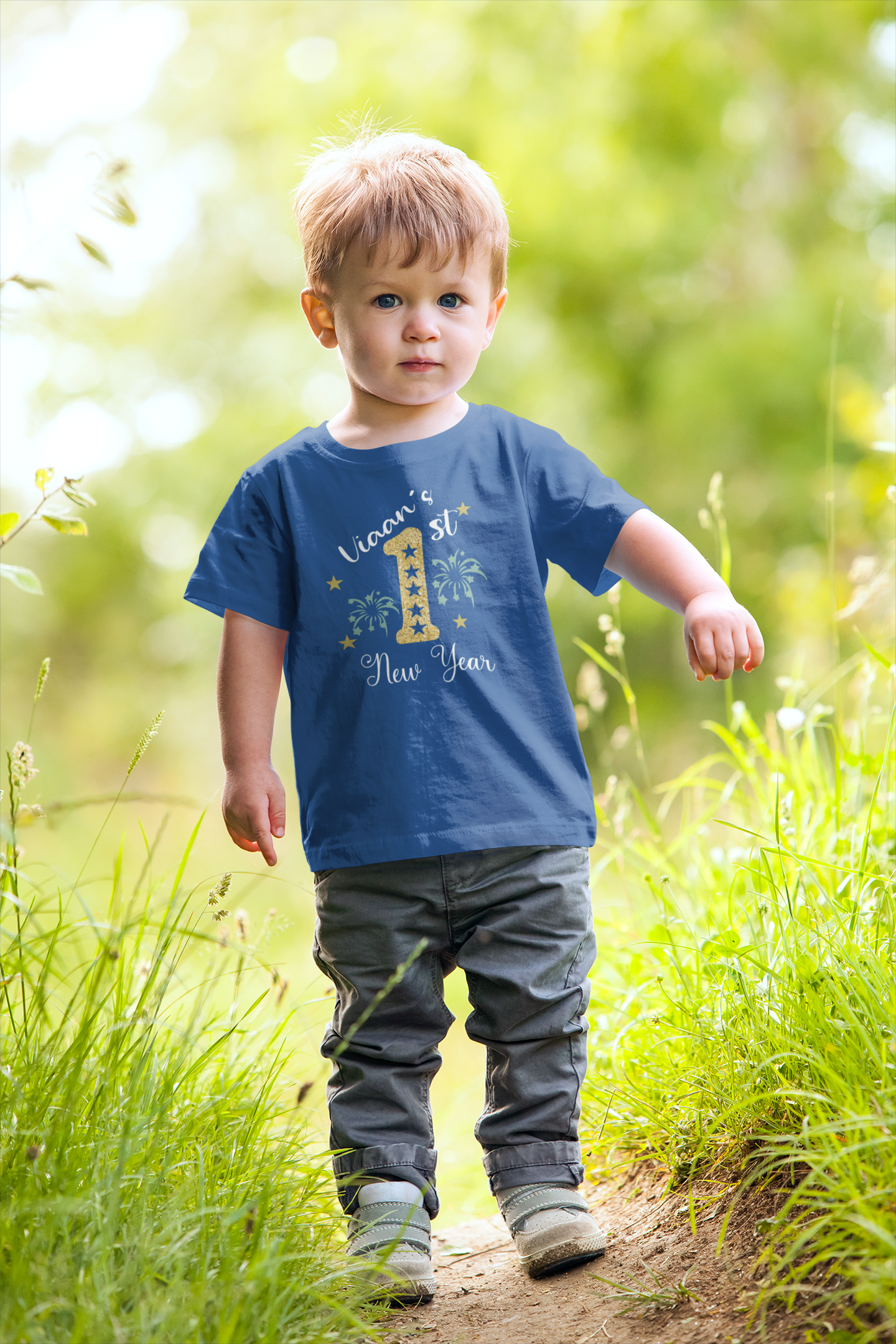 Customized Name New Year Half Sleeves T-Shirt for Boy-FunkyTeesClub