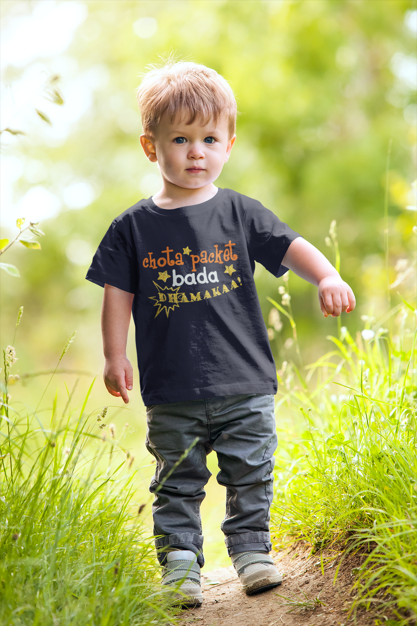 Chota Packet Bada Dhamakaa  Half Sleeves T-Shirt for Boy-FunkyTeesClub