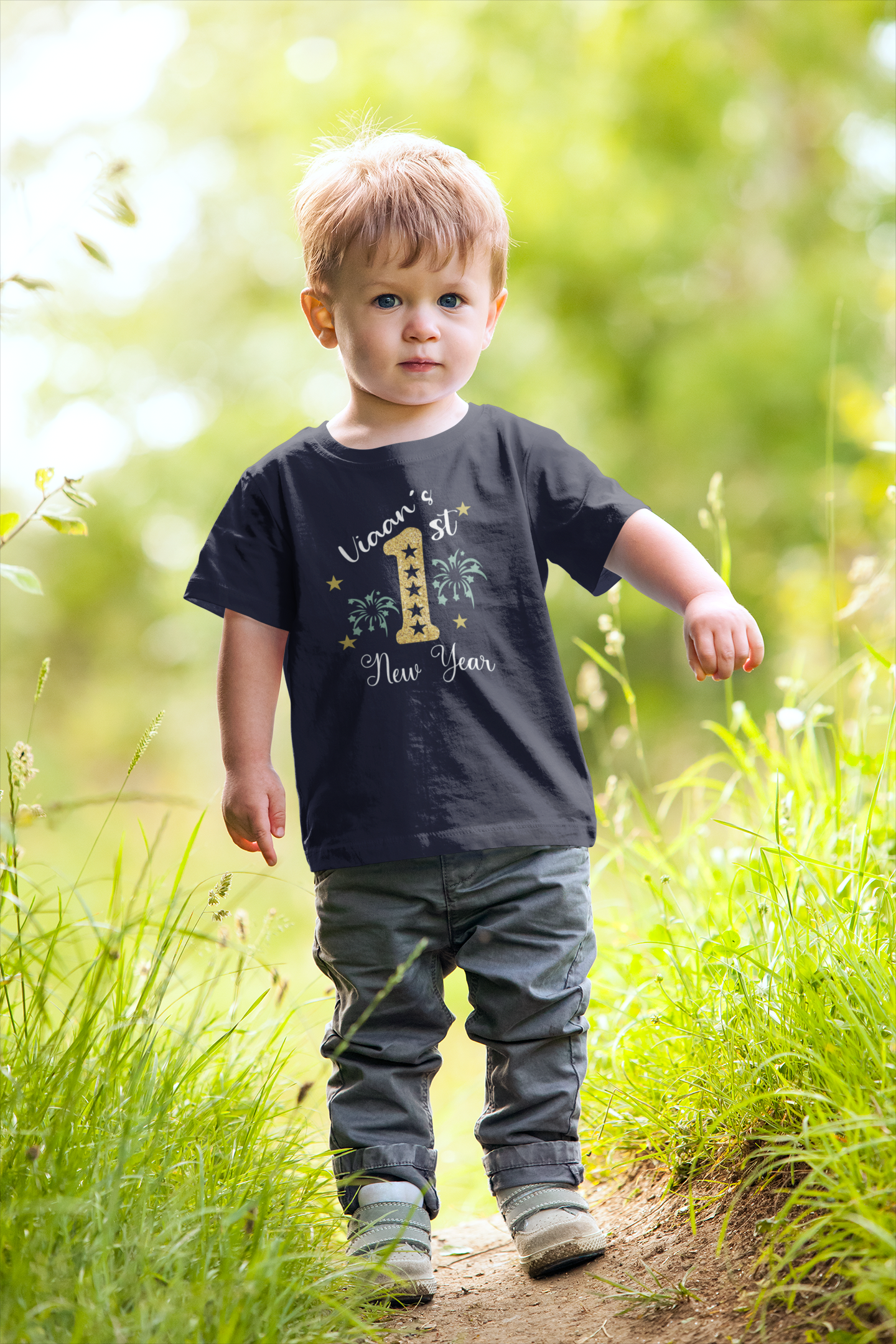 Customized Name New Year Half Sleeves T-Shirt for Boy-FunkyTeesClub