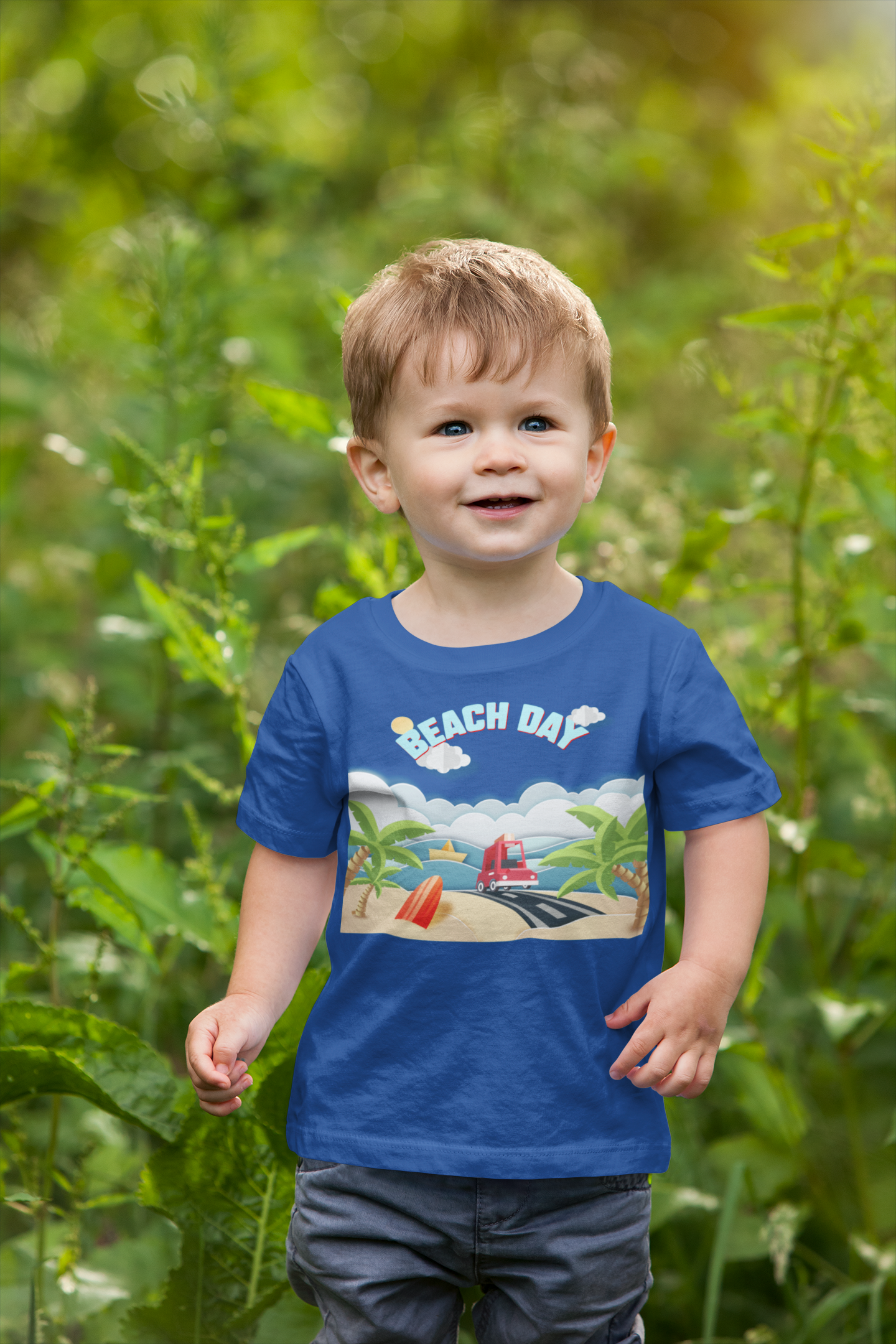 Beach Day Half Sleeves T-Shirt for Boy-FunkyTeesClub