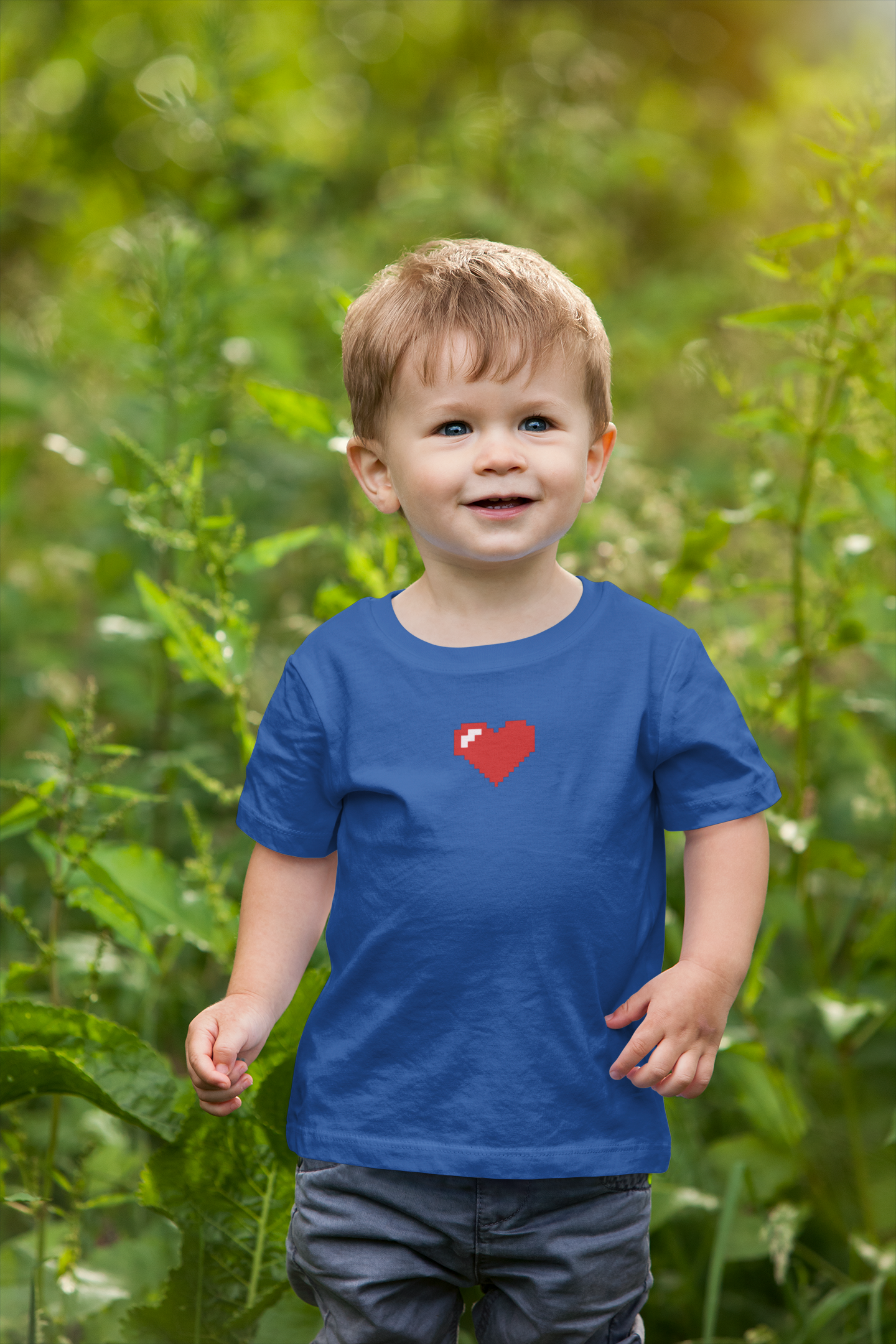8 Bit Heart Minimals Half Sleeves T-Shirt for Boy-FunkyTeesClub