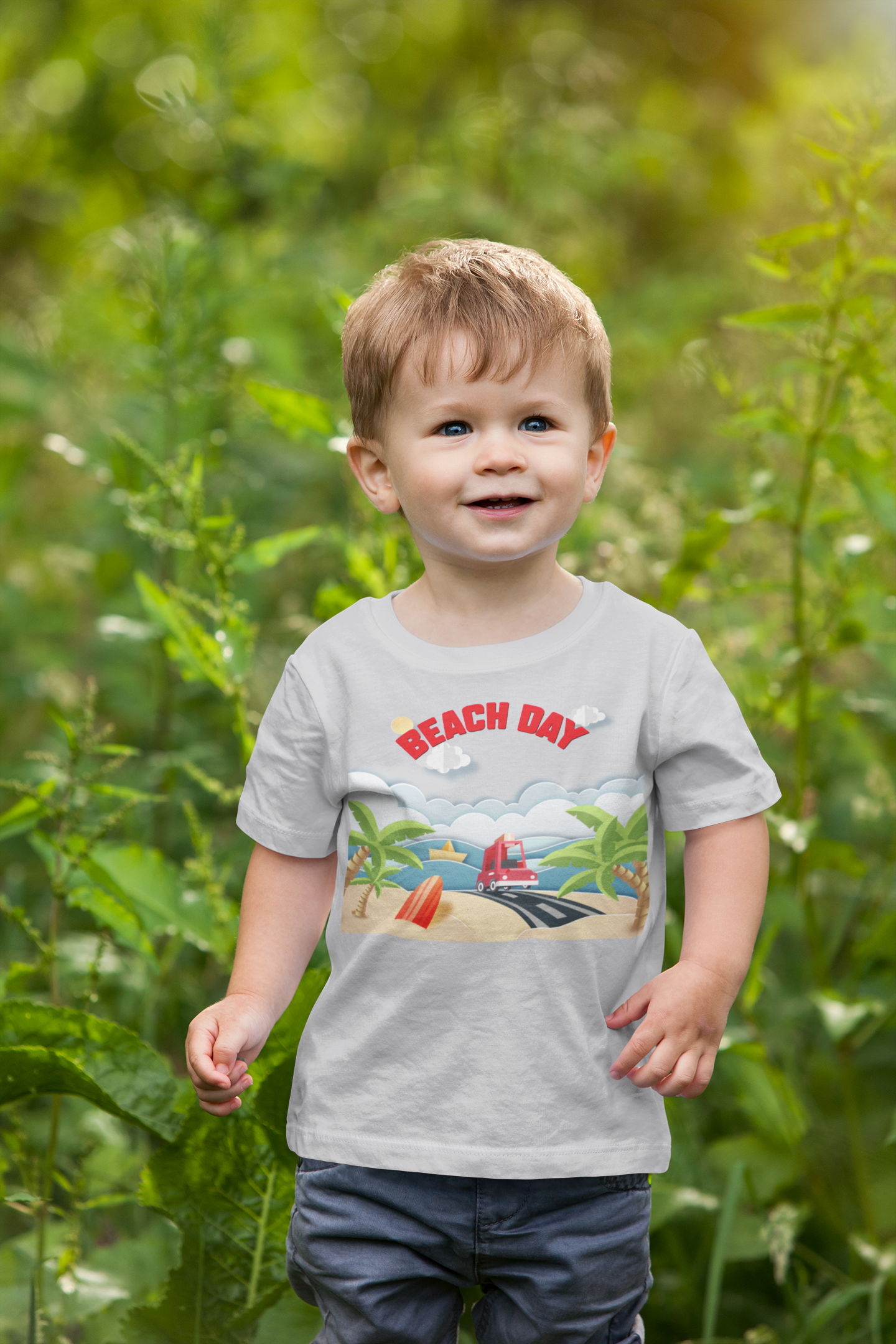 Beach Day Half Sleeves T-Shirt for Boy-FunkyTeesClub