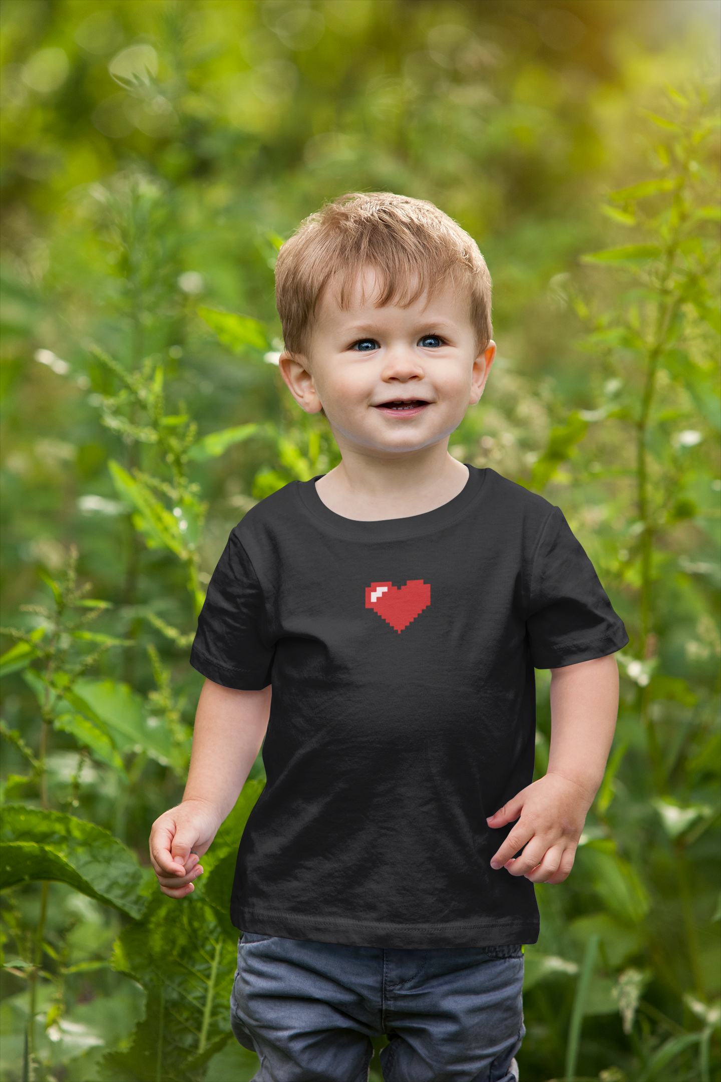 8 Bit Heart Minimals Half Sleeves T-Shirt for Boy-FunkyTeesClub