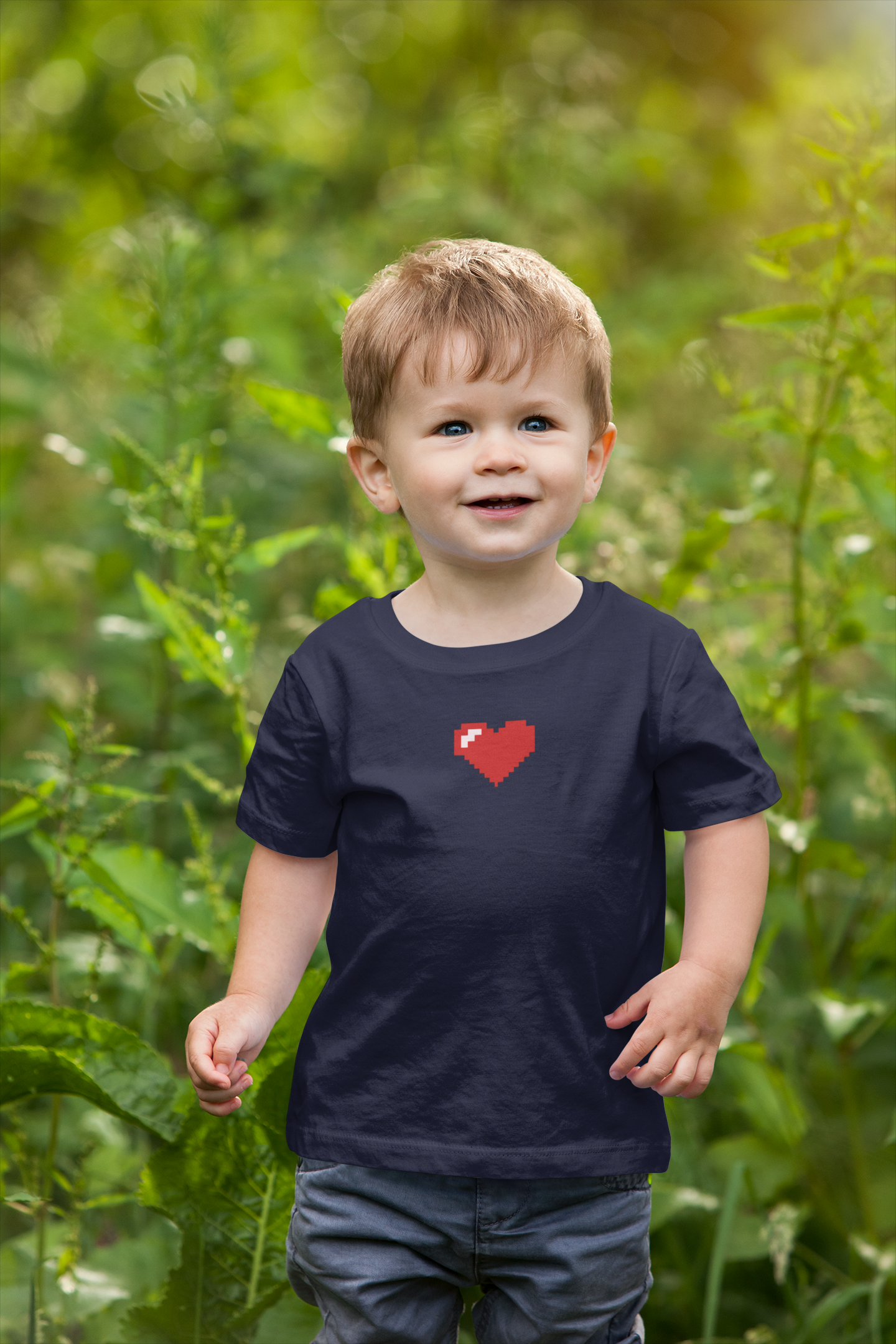 8 Bit Heart Minimals Half Sleeves T-Shirt for Boy-FunkyTeesClub